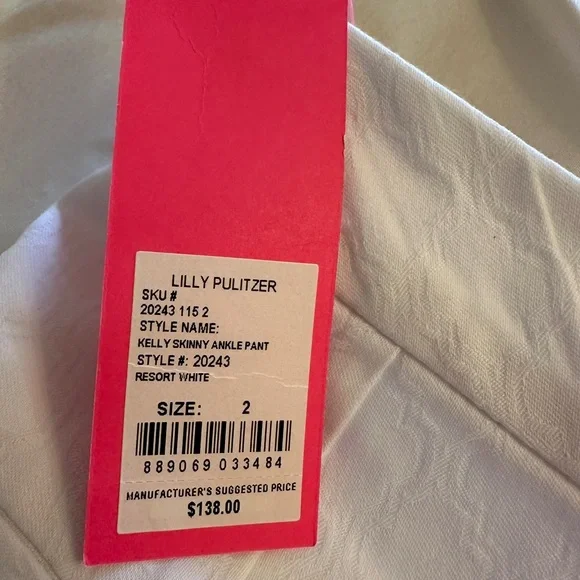 Lilly Pulitzer Kelly Textured Ankle Length Skinny Pants Resort White - Picture 13 of 13